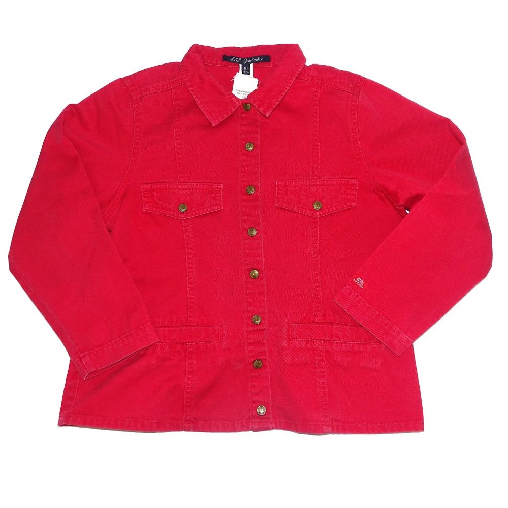 French Designer Lili Gaufrette red Jeans Jacket si